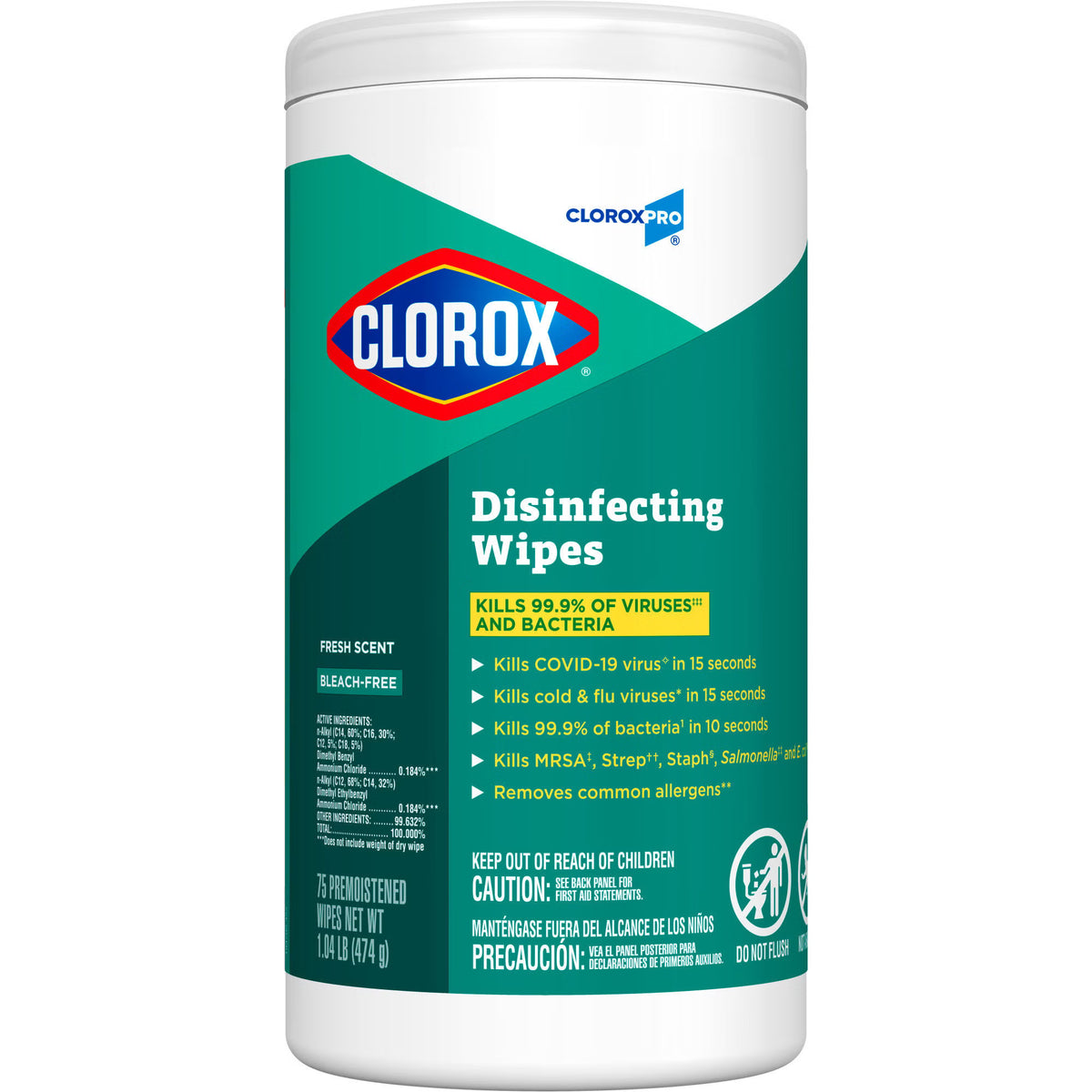 Clorox Pro™ Clorox® Disinfecting Wipes, Fresh Scent, 75 Ct., 450/Cs