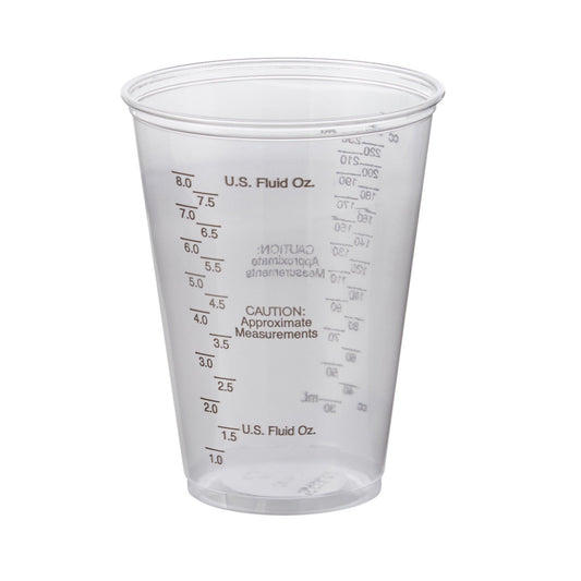 Solo Graduated Drinking Cup, Ultra Clear, 10 Oz, Clear Plastic, Disposable, 1000/Cs