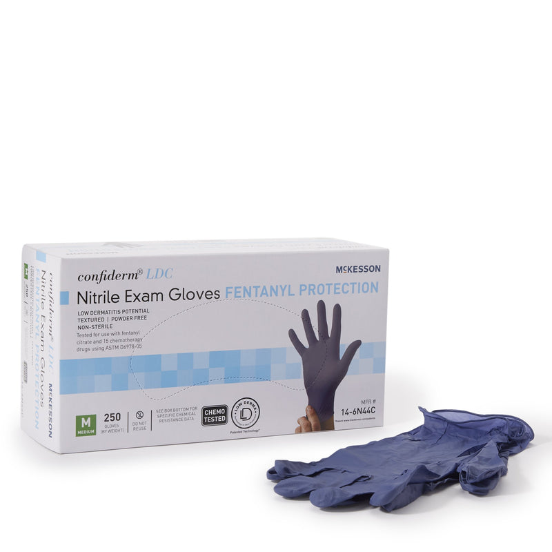 MCKESSON CONFIDERM® LDC EXAM GLOVE, MEDIUM, BLUE, SOLD AS 2500/CASE MCKESSON 14-6N44C