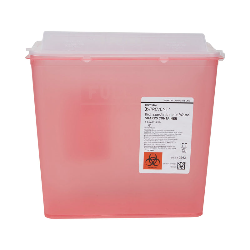 MCKESSON PREVENT® RED SHARPS CONTAINER, 1.25 GALLON, 10.75 X 10.5 X 4.75 INCH, SOLD AS 20/CASE MCKESSON 2262