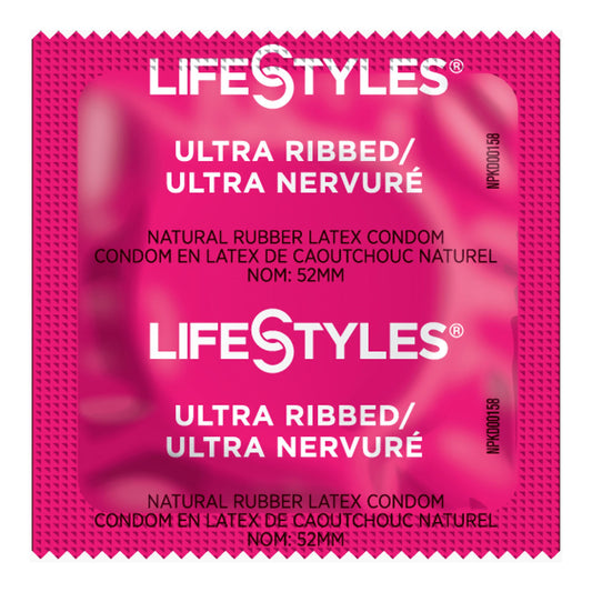 Lifestyles® Ultra Ribbed Lubricated Latex Condom, 1/Cs