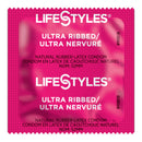 Lifestyles® Ultra Ribbed Lubricated Latex Condom, 1/CS