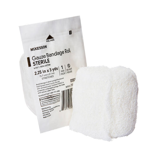 Mckesson Sterile Fluff Bandage Roll, 2-1/4 Inch X 3 Yard, Six-Ply, 96/Cs