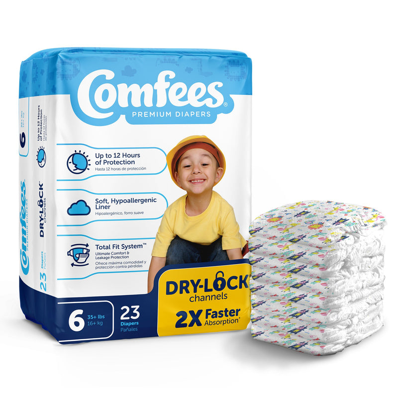 ATTENDS COMFEES PREMIUM BABY DIAPERS, TAB CLOSURE, KID DESIGN, SIZE 6, SOLD AS 92/CASE ATTENDS CMF-6