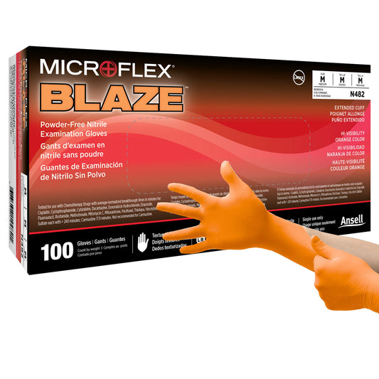 Microflex® Blaze® Nitrile Exam Glove, Medium, Orange, 1000/Cs