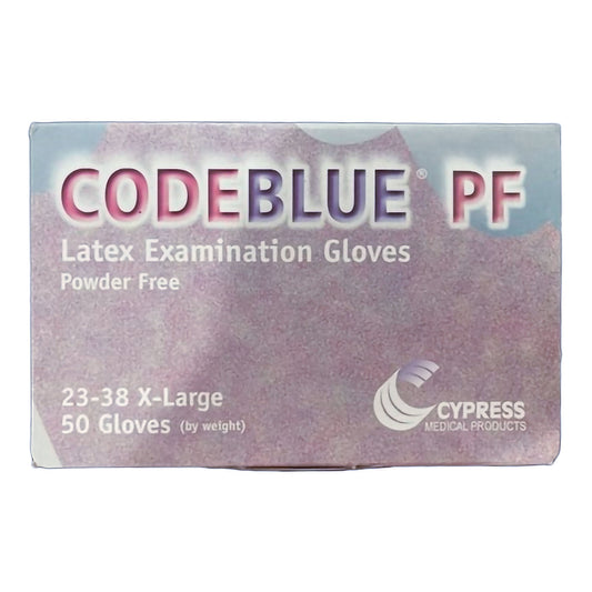 Codeblue® Pf Latex Extended Cuff Length Exam Glove, Extra Large, Blue, 10/Cs