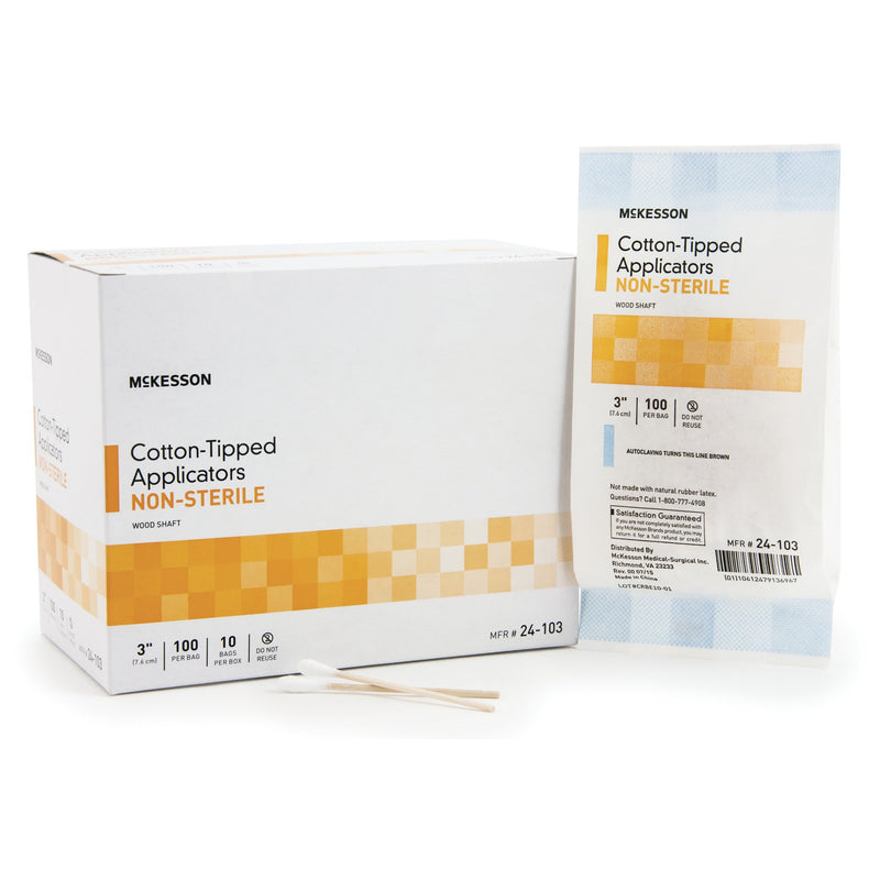 MCKESSON NONSTERILE COTTON-TIP SWABSTICKS, 3 INCH, SOLD AS 100/CASE MCKESSON 24-103