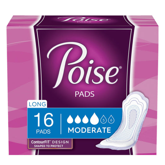 Poise® Bladder Control Pads, Women, Moderate Absorbency, 12.4 Inches, 96/Cs
