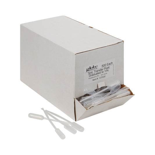 Globe Scientific Transfer Pipette, 5 Ml, 3.4 Ml Draw Volume, 5000/Cs
