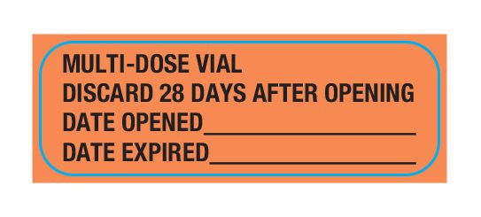 Label, Multi-Dose Vial Flourescent Org 1.5"X0.5" (615/Rl), 1/Rl