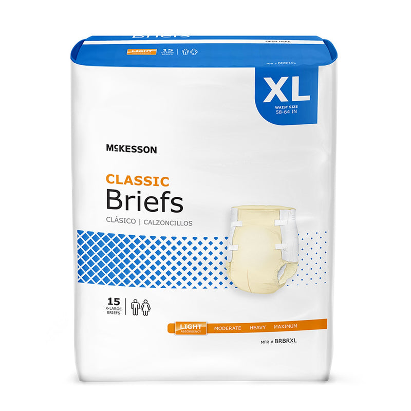 MCKESSON CLASSIC LIGHT ABSORBENCY INCONTINENCE BRIEF, EXTRA LARGE, SOLD AS 60/CASE MCKESSON BRBRXL
