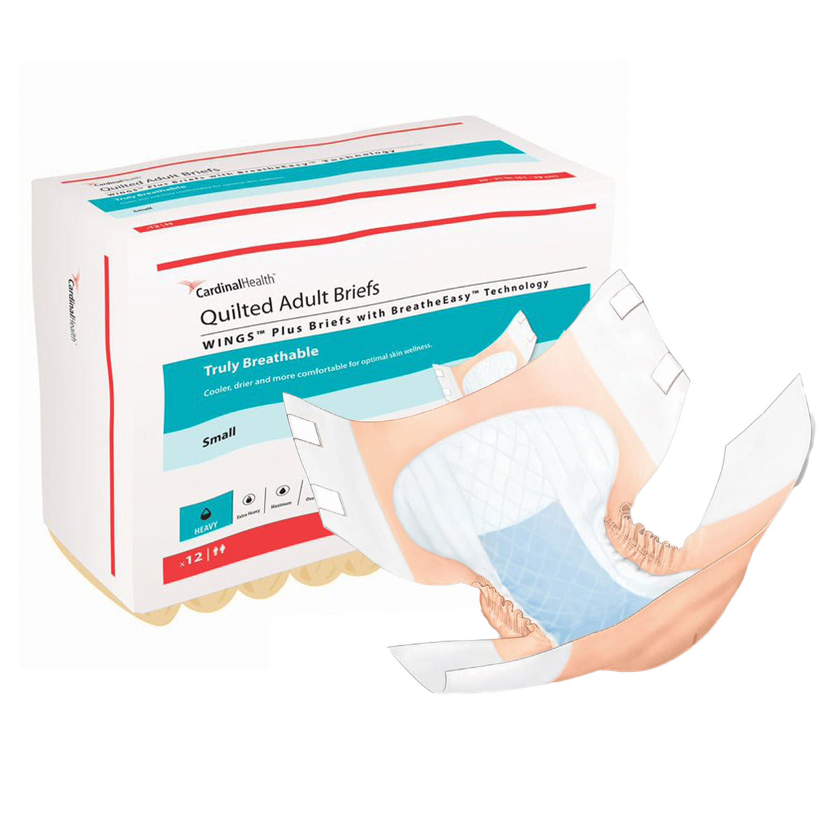 Wings™ Quilted Plus With Breatheeasy™ Technology Incontinence Brief, Small, 96/Cs