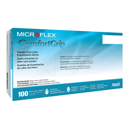 Microflex® Comfortgrip™ Latex Gloves, Large, Natural, 10/Cs