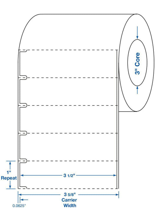 Label, Thermol Perf Notch Only3 1/2X1" (4/Cs), 4/Bx