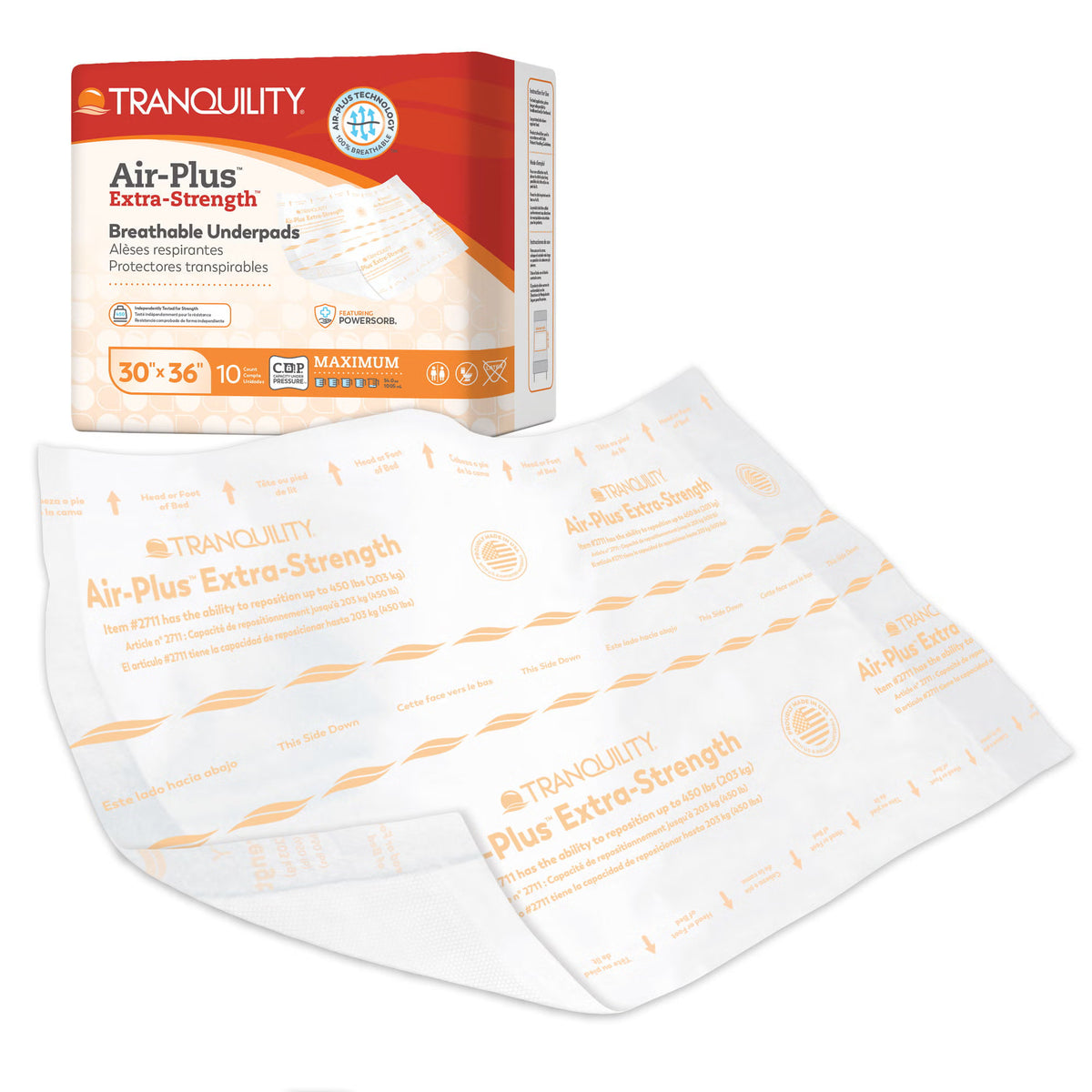 Tranquility® AIR-Plus Extra-Strength Positioning Underpad, 30 x 36 Inch, 40/CS