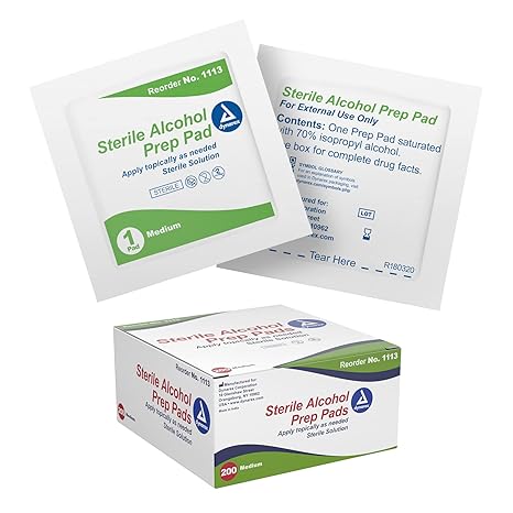 Dynarex Prep Pads Prep Pad, Alcohol, Medium, Sterile, 100/Bx, 20 Bx/Cs -1114