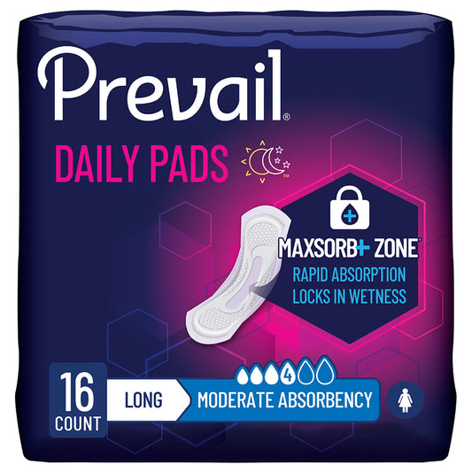 Prevail® Daily Pads Moderate Bladder Control Pad, 11-Inch Length, 144/Cs
