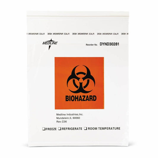 BAG, SPECIMEN BIOHAZARD ZIP STYLE 12"X15" (100/PK 5PK/CS), 100/PK