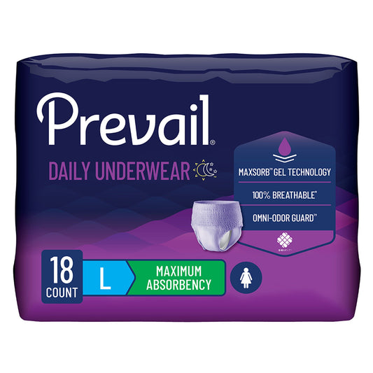 Prevail® For Women Daily Absorbent Underwear, Large, Heavy Absorbency, 18/Bg