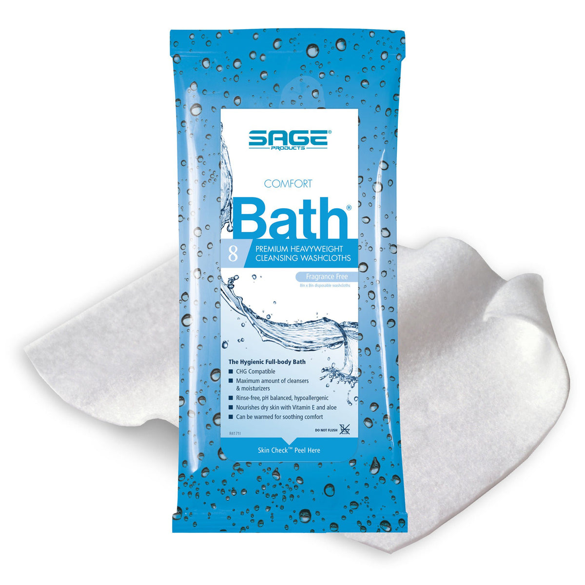 Comfort Bath® Unscented Cleansing Rinse-Free Bath Wipe, 44/Cs