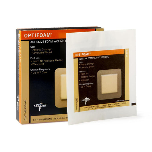 Optifoam® Adhesive With Border Foam Dressing, 4½ X 4½ Inch, 10/Bx