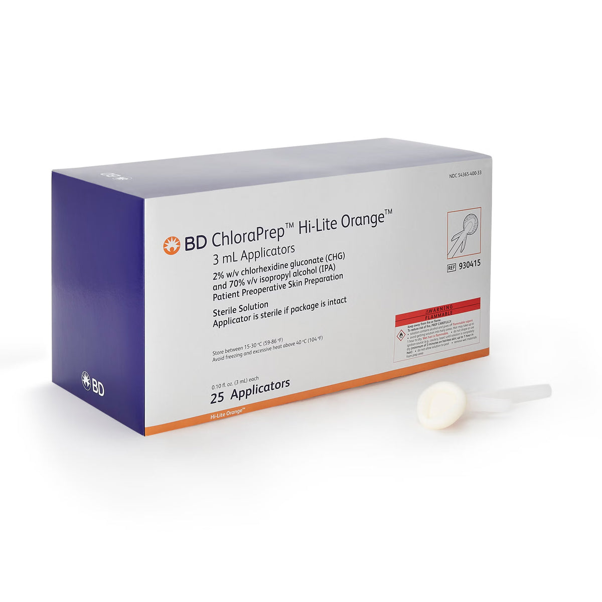 APPLICATOR, CHLORAPREP HI-LITENEW LABEL ORG 3ML (25/CT), 25/CT