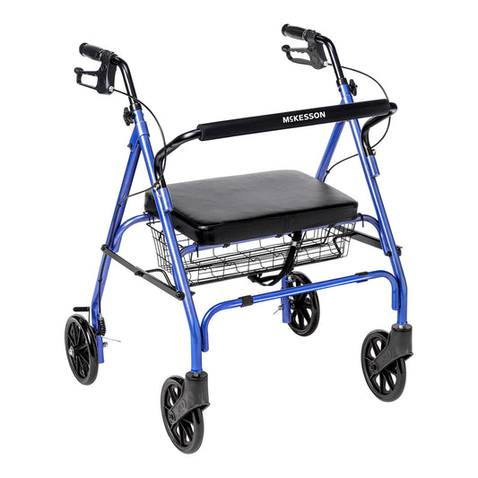 Mckesson Bariatric Blue Folding Steel Four-Wheel Rollator, 1/Cs