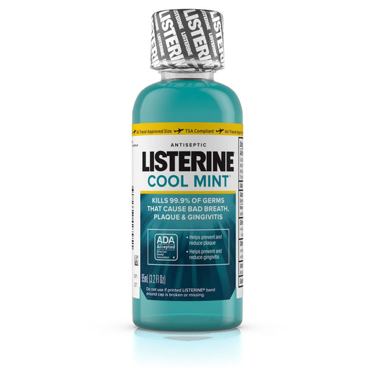 Listerine® Cool Mint® Antiseptic Mouthwash, 3.2 Oz. Bottle, 24/Cs
