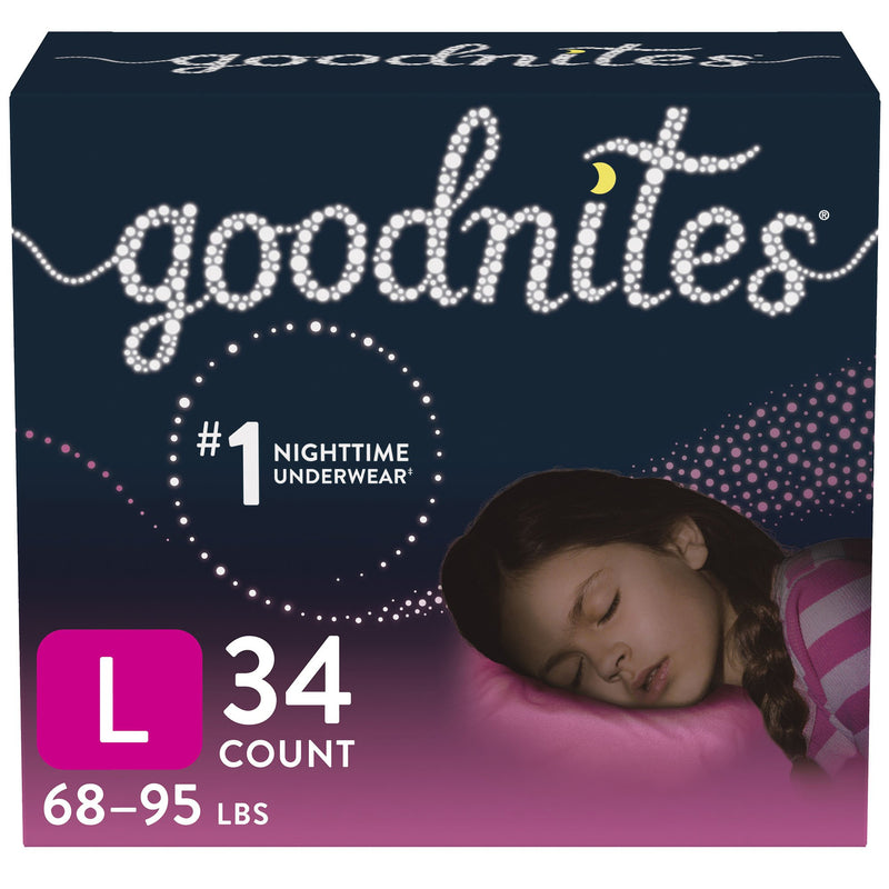 GOODNITES® GIRLS HEAVY ABSORBENCY NIGHTTIME UNDERWEAR, LARGE, SOLD AS 34/CASE KIMBERLY 53361