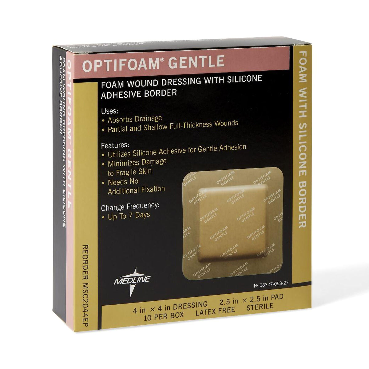 Optifoam® Gentle Adhesive With Border Silicone Foam Dressing, 4 X 4 Inch, 1/Ea