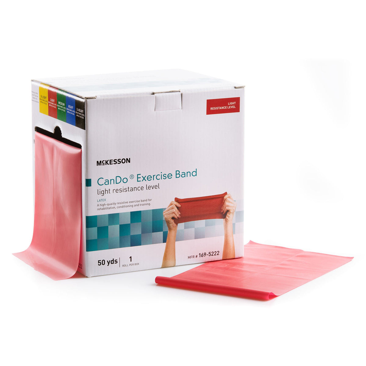 McKesson Exercise Resistance Band, Red, 5 Inch x 50 Yard, Light Resistance, 1/EA