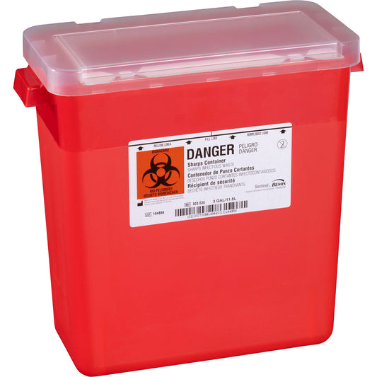 Bemis™ Sentinel Sharps Container, 3 Gallon, 13-1/2 x 13-7/8 x 6-7/8 Inch, 1/EA