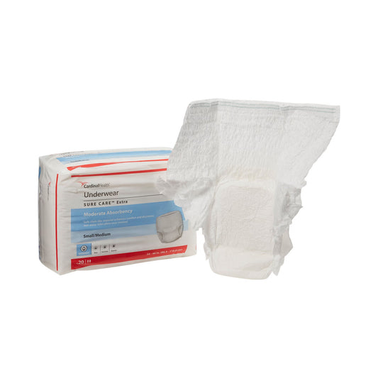 Sure Care™ Extra Moderate Absorbency Incontinence Underwear, Small / Medium, 80/Cs