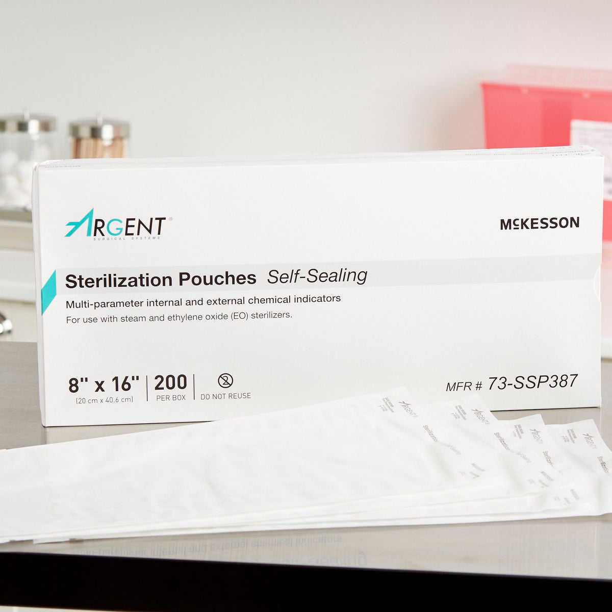 McKesson Argent® Sure-Check® Sterilization Pouch, 8 x 16 Inch, 5/CS