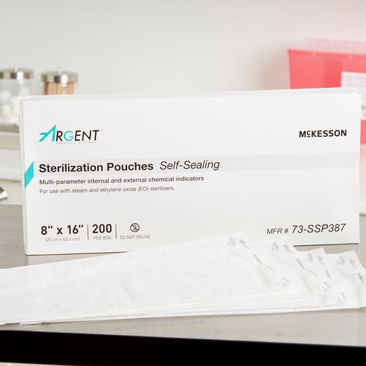 McKesson Argent® Sure-Check® Sterilization Pouch, 8 x 16 Inch, 5/CS