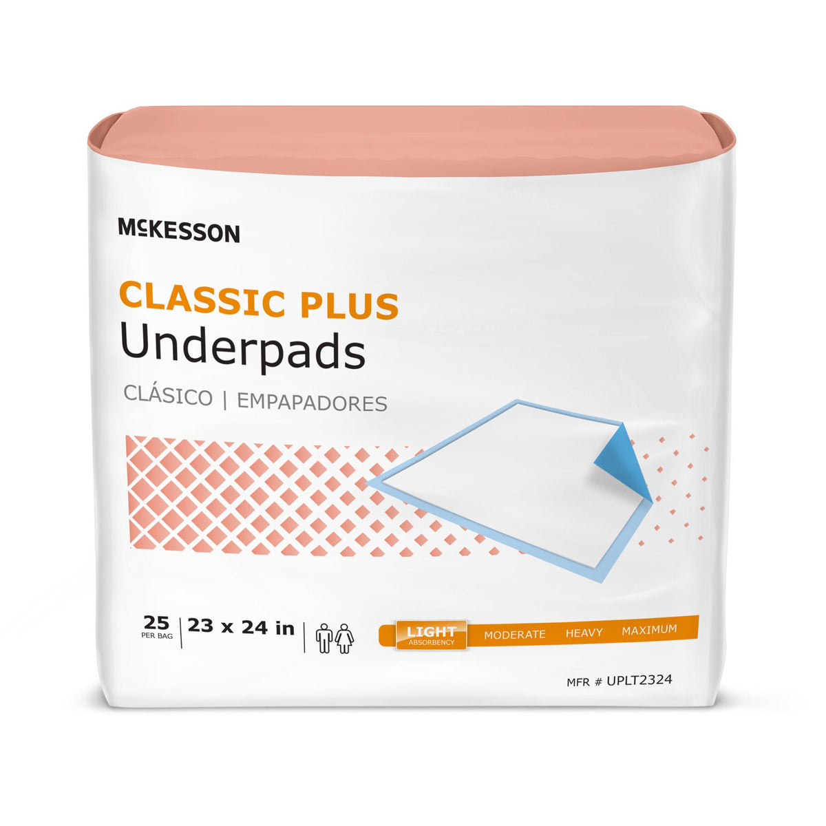 Mckesson Classic Plus Light Absorbency Underpads, 23 X 24 Inch, 200/Cs
