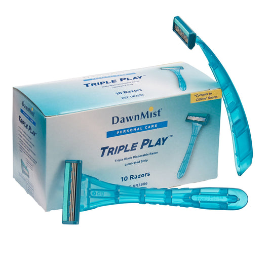 DawnMist® Triple Play Facial Razor, Disposable, 500/CS
