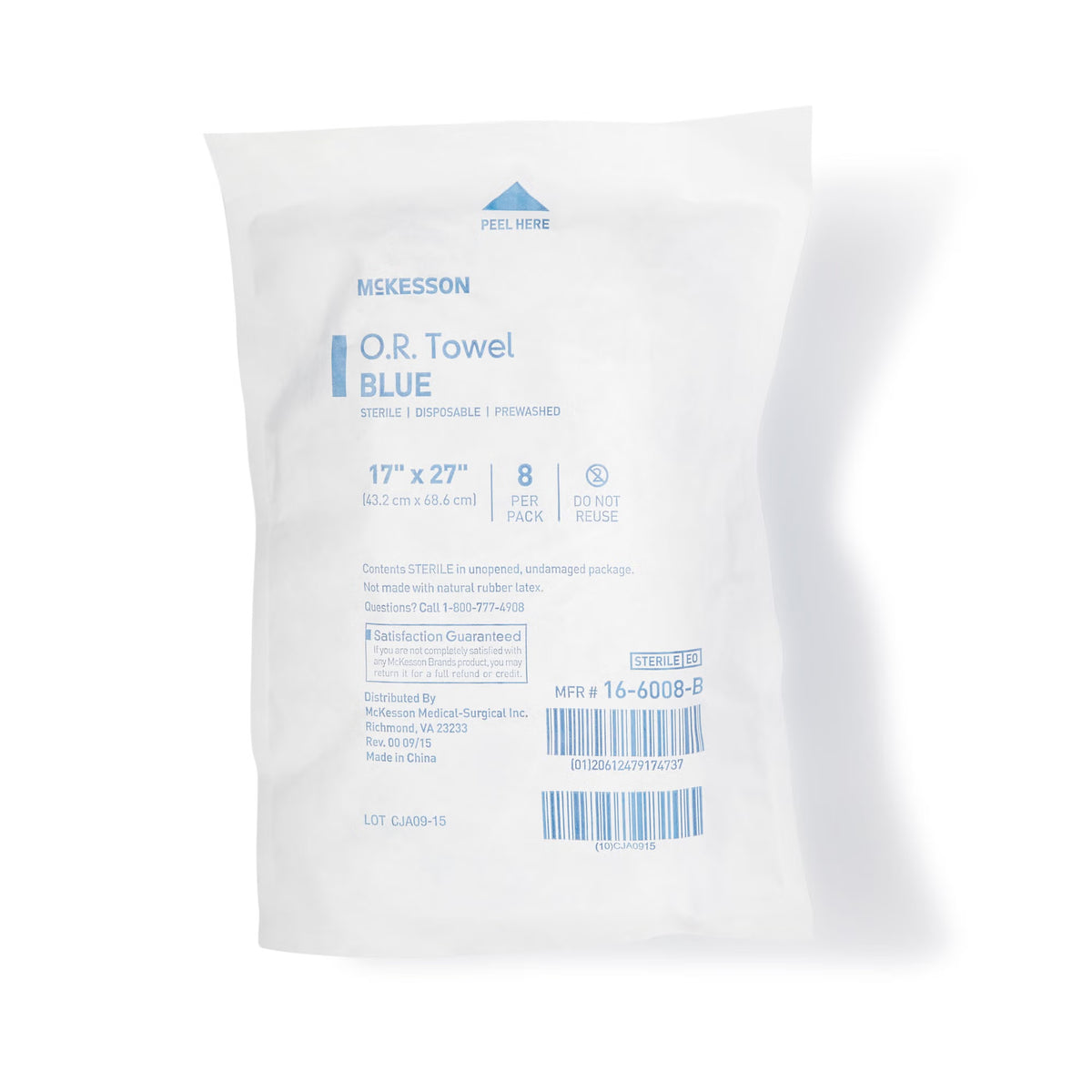 McKesson Sterile Blue O.R. Towel, 17 x 27 Inch, 80/CS