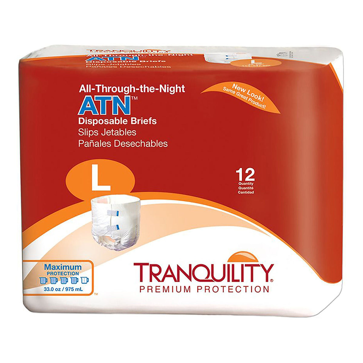 Tranquility® Atn Incontinence Brief, Large, 12/Bg