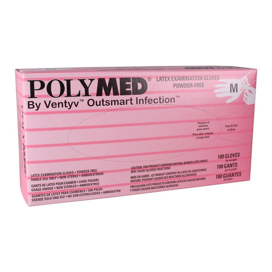 Polymed® Latex Exam Glove, Medium, Ivory, 1000/Cs