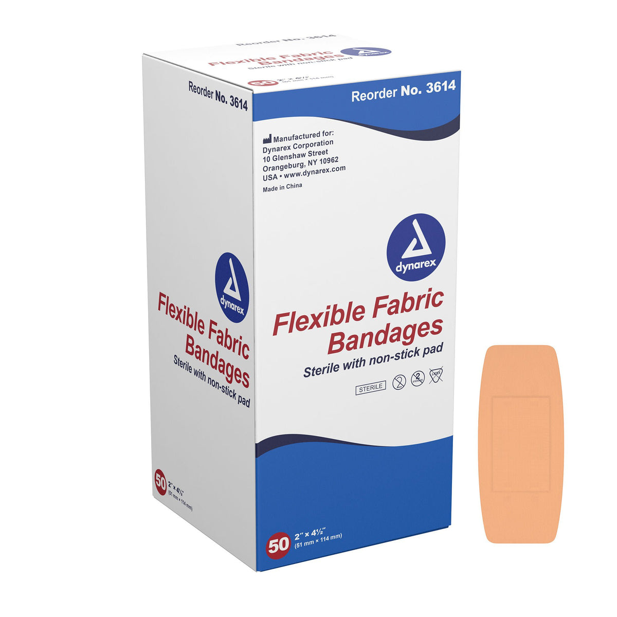 Dynarex® Tan Adhesive Strip, 2 X 4.5 Inch, 1200/Cs