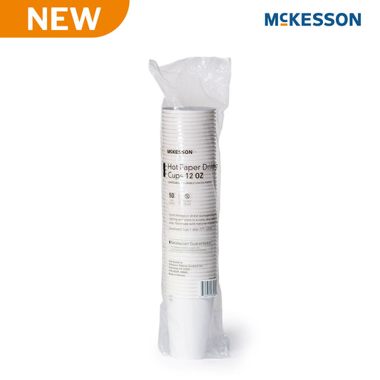 Mckesson Paper Drinking Cup For Hot Beverages, White, 12-Ounce Capacity, 1000/Cs