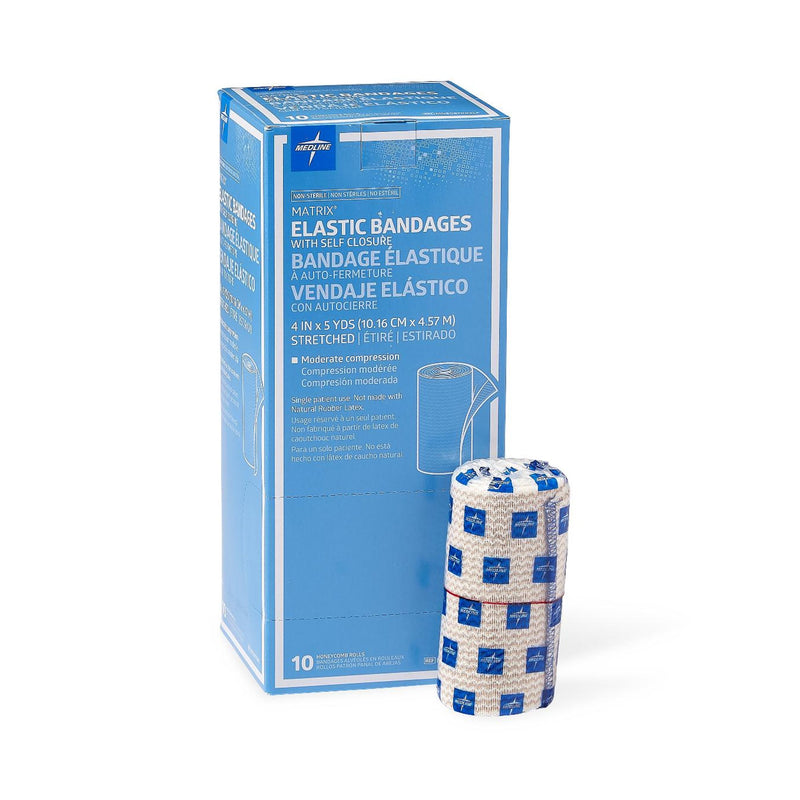 MATRIX DOUBLE HOOK AND LOOP CLOSURE ELASTIC BANDAGE, 4 INCH X 5 YARD, SOLD AS 50/CASE MEDLINE MDS087004LF