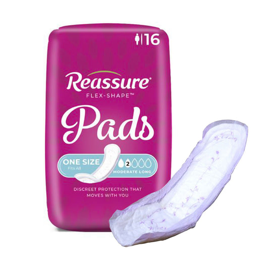 Reassure® Flex-Shape Pad™, Long Pad For Moderate Incontinence One Size Fits Most, 144/Cs
