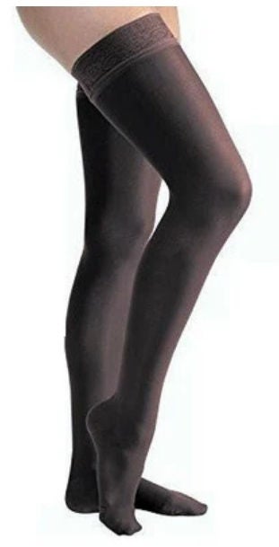Stocking, Comprsn Thigh-Hi Lace Band Blk Lg 8-15Mmhg (2/Pr), 1/Pr