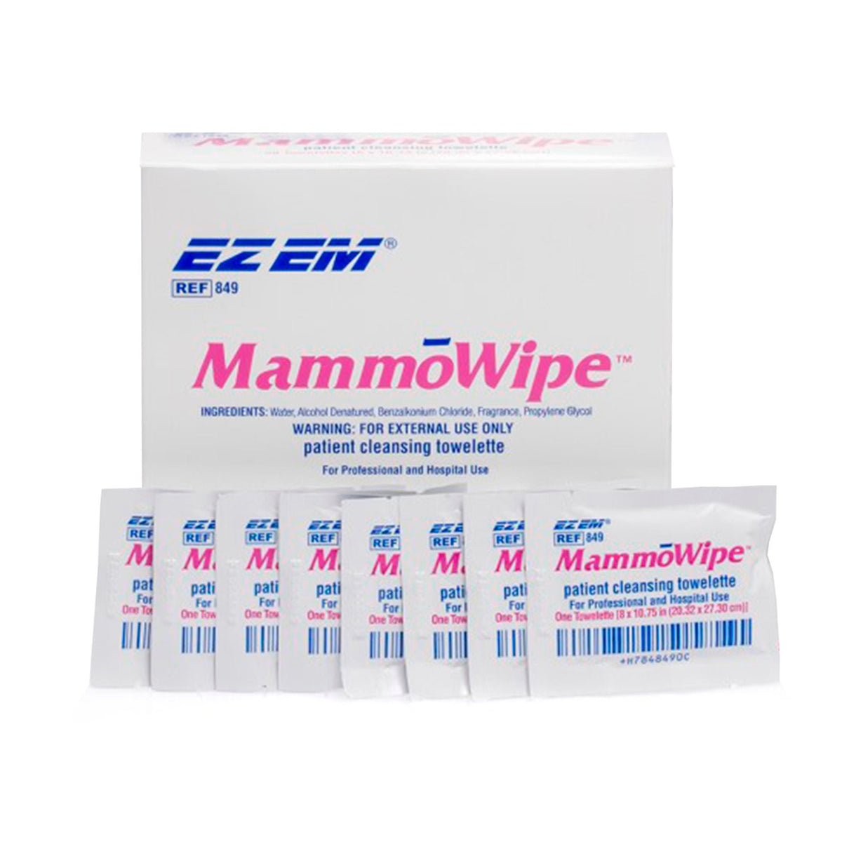 Ez Em Mammography Wipe, Scented, Benzalkonium Chloride, Ethyl Alcohol, 50/Bx