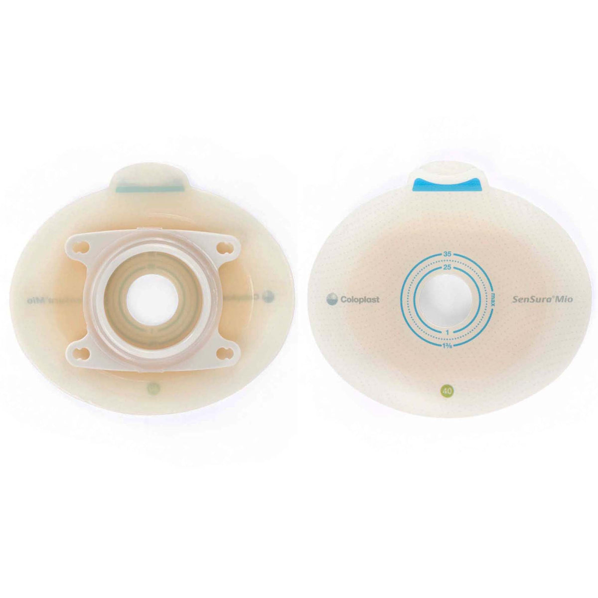 SenSura® Mio Click Ostomy Barrier, 22 mm Stoma Opening, Green Color Match, 5/BX