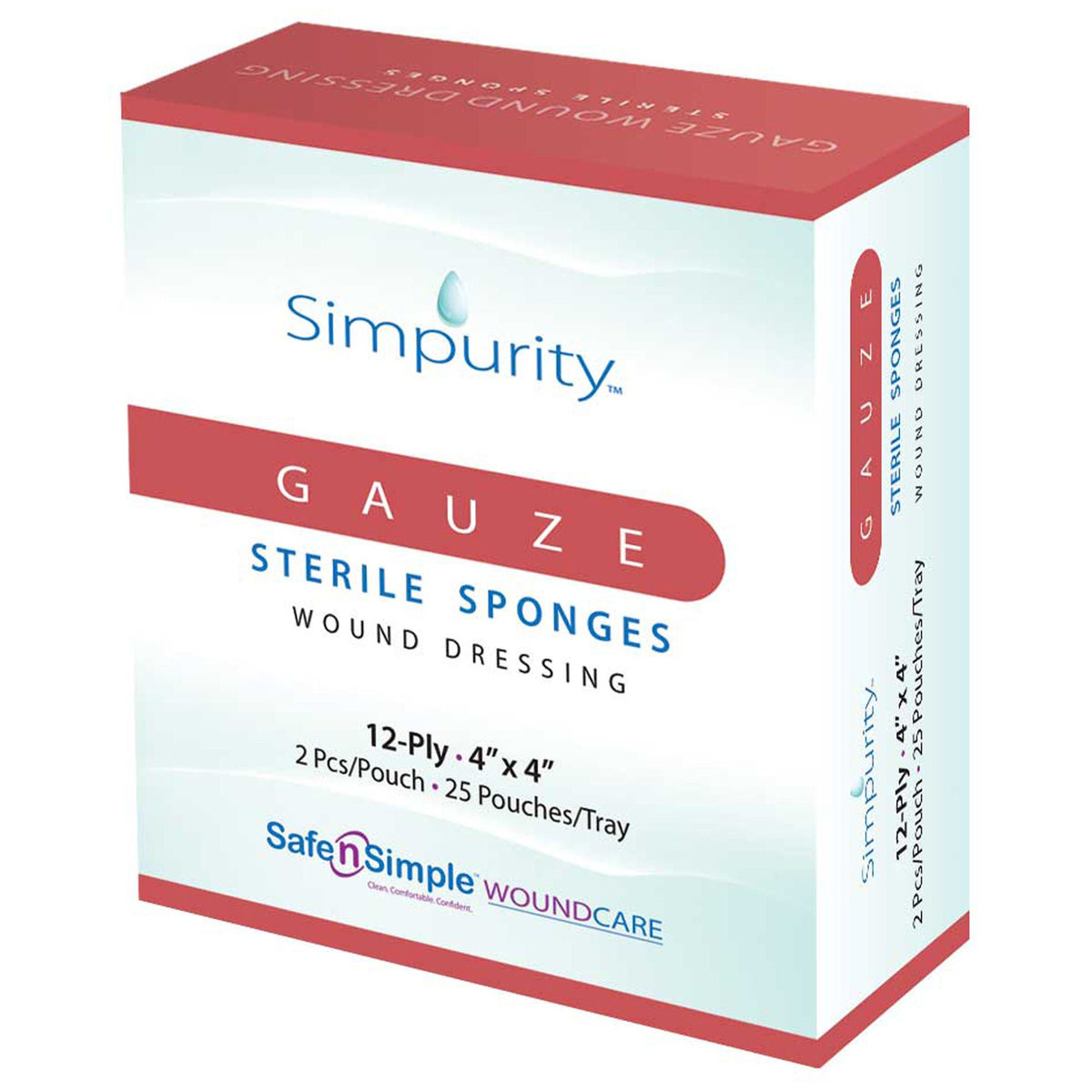 Simpurity™ Sterile Gauze Sponge, 4 X 4 Inch, 12-Ply, 400/Cs