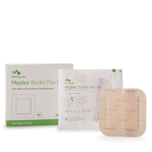 Mepilex® Border Flex Lite Silicone Foam Dressing, 4 X 4 Inch, 5/Bx