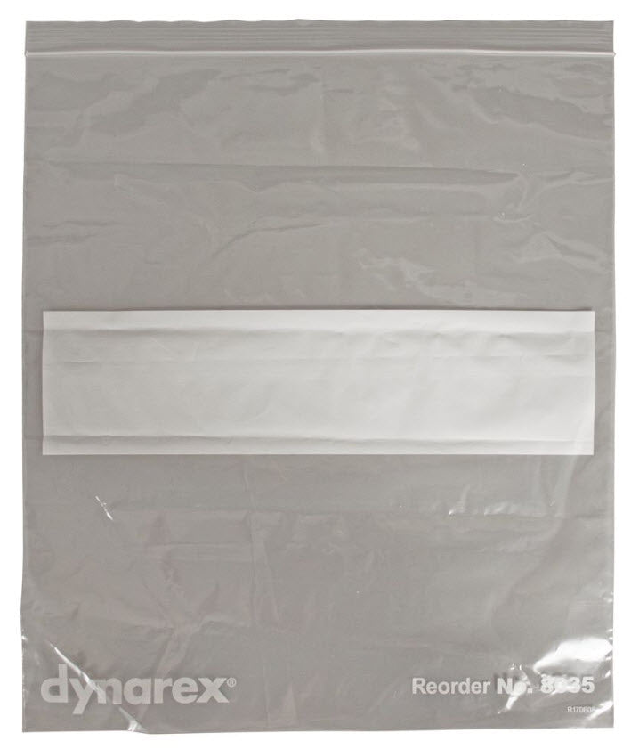 Dynarex Zip Closure Plastic Bags Zip Closure Plastic Bags, Clear With White Write-On Block, 13" X 15", 2Mil, 100/Bx, 10 Bx/Cs -8035 - BriteSources